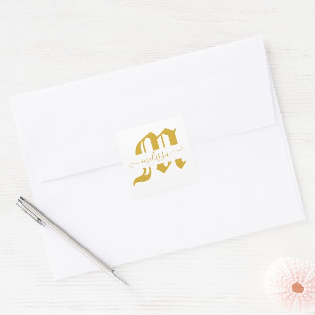 Elegant personalisiert quadratischer aufkleber (Umschlag)