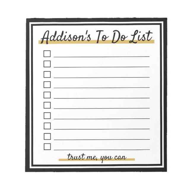 Elegant Personalisiert To do list Notepad Notizblock (Vorderseite)