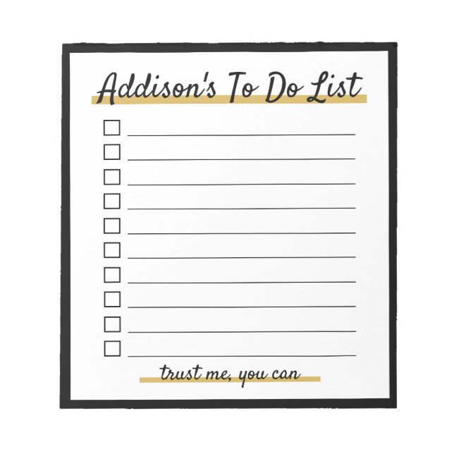 Elegant Personalisiert To do list Notepad Notizblock (Vorderseite)