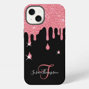 Elegant Personalisierte Rosa Glitzer iPhone Hülle