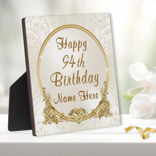 Elegant Personalized, 94th Birthday Gift Ideas, Fotoplatte (Elegant personalized, 94th birthday gifts. 94th birthday ideas. Custom, 94th birthday gifts. 94 year)