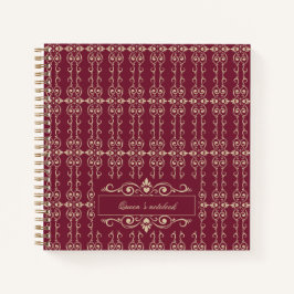 Elegant Personalized Burgundy & Gold Floral Swirl  Notizbuch