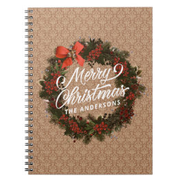 Elegant Personalized Christmas Wreath | Notebook Notizblock