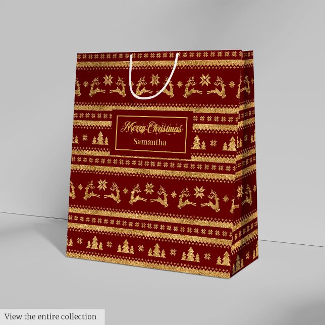Elegant Personalized Holiday Paper Gift Bag Luxe Mittlere Geschenktüte (Elegant Personalized Holiday Paper Gift Bag Luxe)