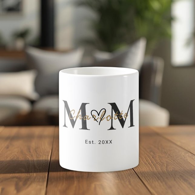 Elegant Personalized Mom Name Est Year Mug Kaffeetasse (Von Creator hochgeladen)