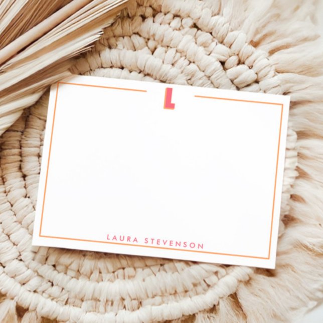 Elegant Personalized Monogram 3D Letter L Initial  Mitteilungskarte (Von Creator hochgeladen)