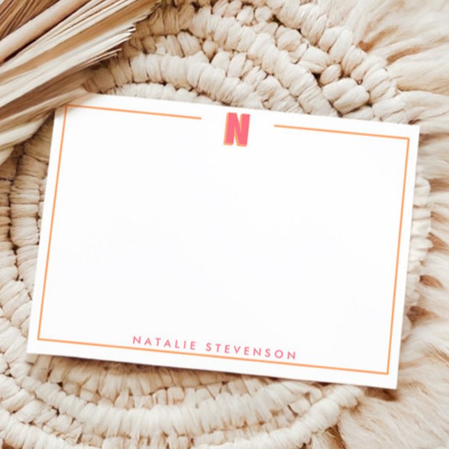 Elegant Personalized Monogram 3D Letter N Initial  Mitteilungskarte (Von Creator hochgeladen)