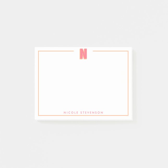 Elegant Personalized Monogram 3D Letter N Initial  Post-it Klebezettel (Vorderseite)