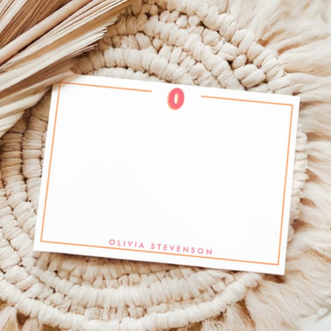 Elegant Personalized Monogram 3D Letter O Initial  Mitteilungskarte (Von Creator hochgeladen)