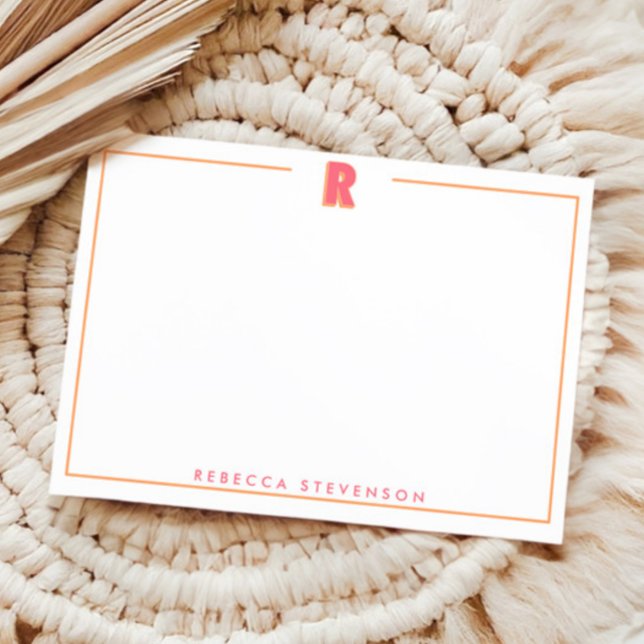 Elegant Personalized Monogram 3D Letter R Initial  Mitteilungskarte (Von Creator hochgeladen)