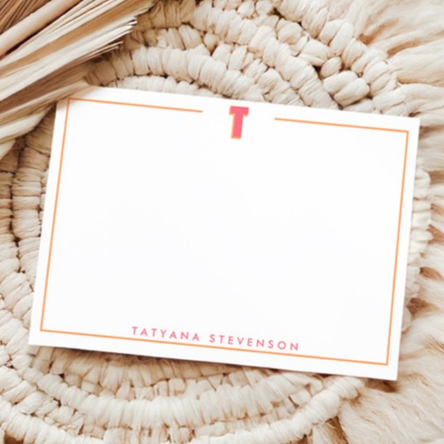 Elegant Personalized Monogram 3D Letter T Initial  Mitteilungskarte (Von Creator hochgeladen)