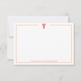 Elegant Personalized Monogram 3D Letter Y Initial  Mitteilungskarte