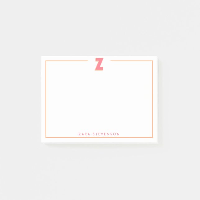 Elegant Personalized Monogram 3D Letter Z Initial  Post-it Klebezettel (Vorderseite)