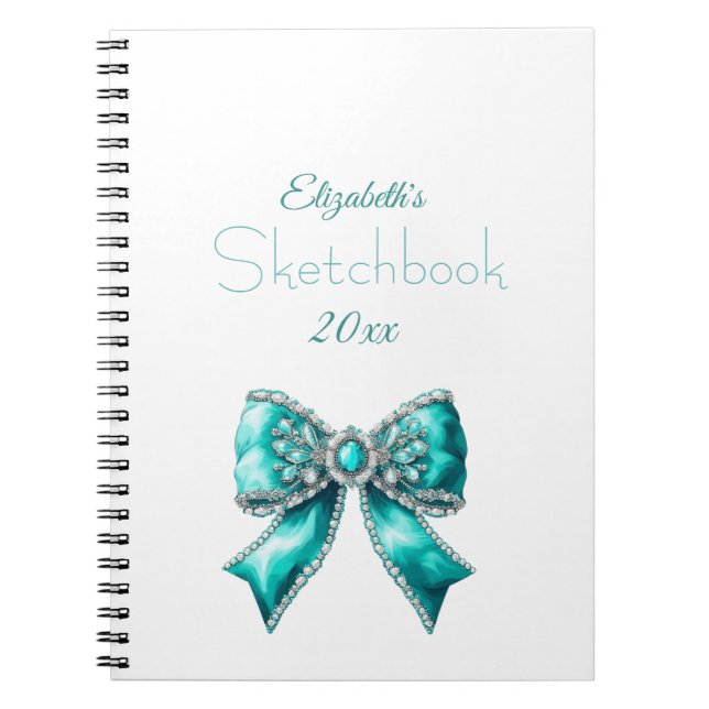 Elegant Personalized Name Notebook with Bow Notizblock (Vorderseite)