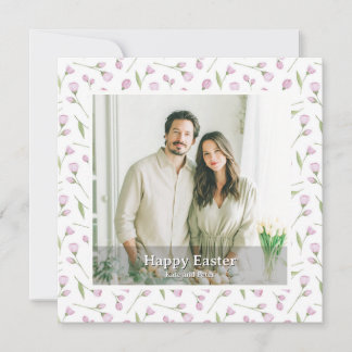 Elegant Personalized Photo Floral Happy Easter Feiertagskarte