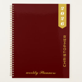 Elegant Personalized Professional Script Maroon Planer