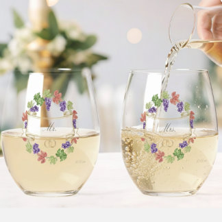 Elegant Personalized Stemless Wine Glass Set of 2 Weinglas Ohne Stiel