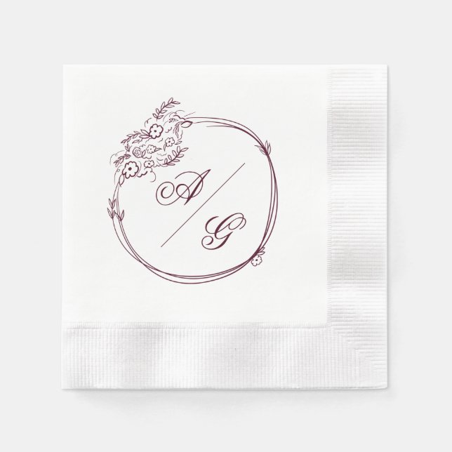 Elegant Personalized Wedding Napkin Serviette (Vorderseite)
