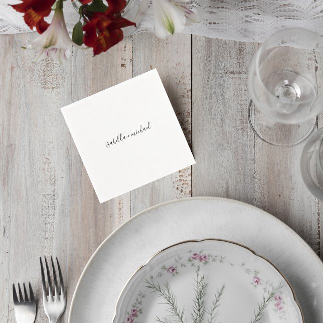 Elegant Personalized Wedding Napkin with Names Serviette (Von Creator hochgeladen)