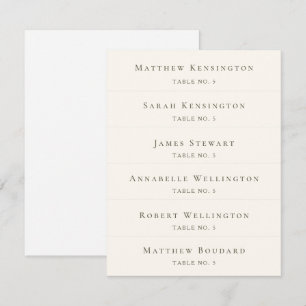 Elégant Personnalisé Noms d'invités Mariage Cartes