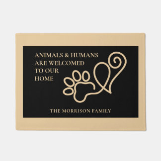 Elegant Pet Paw Print & Heart Fußmatte