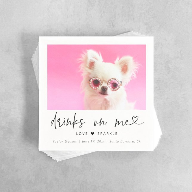 Elegant Pet Photo Dog Wedding | Drinks On Me Serviette (Von Creator hochgeladen)