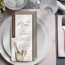 Elégant pétales de bulle Coquette Pink Carte Menu
