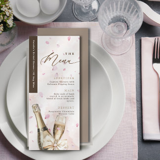 Elégant pétales de bulle Coquette Pink Carte Menu