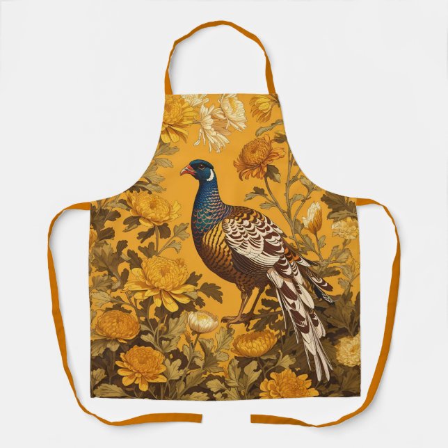 Elegant Pheasant William Morris Inspiriert Schürze (Vorderseite)