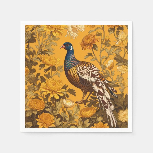 Elegant Pheasant William Morris Inspiriert Serviette (Vorderseite)