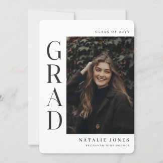 Elegant Photo Black and White Graduation Dankeskarte