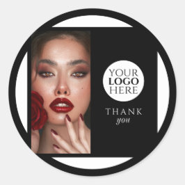 Elegant Photo Black Logo Thank You Makeup Studio Runder Aufkleber