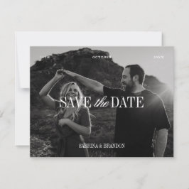 Elegant Photo Black & White Save the Date Card