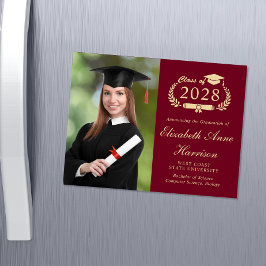 Élégant Photo Burgundy College Graduation Magnet