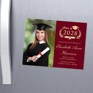 Élégant Photo Burgundy College Graduation Magnet