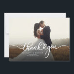 Elegant Photo Calligraphy Script Wedding Thank You Dankeskarte<br><div class="desc">A great and thoughtful way to thank your friends,  family,  and coworkers who graced you with their presence on your wedding day with this modern minimalist photo thank you cards with script hand lettered "thank you" and a love heart.</div>