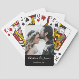 Elegant Photo Calligraphy Wedding Black & White Spielkarten