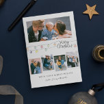 Elegant | Photo Collage Christmas Feiertagskarte<br><div class="desc">This stylish and simplistic photo collage designed christmas greetings card is the perfect start to your christmas celebrations. The card features 5 photos,  a string of colored baubles,  saying 'Merry christmas' and a personal message.</div>
