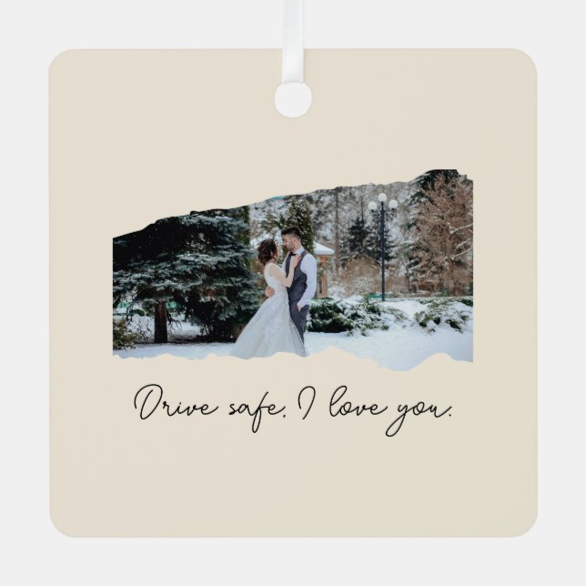 Elegant Photo Couples Drive Safe Car Ornament (Vorderseite)