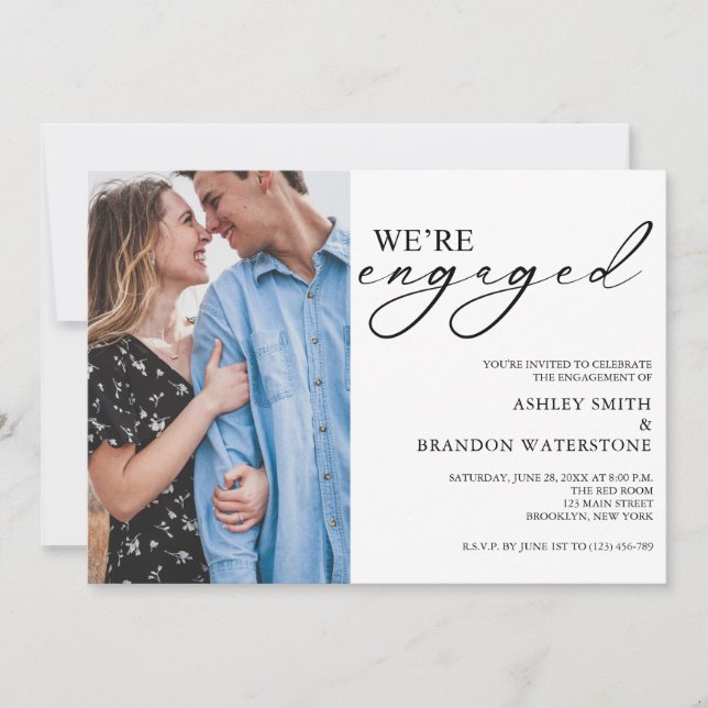 Elegant Photo Engagement Party Invitation Einladung (Vorderseite)