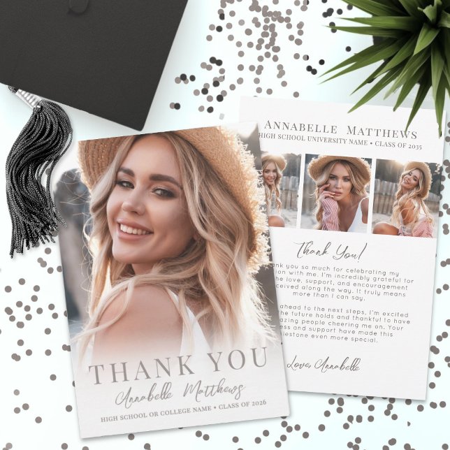 Elegant Photo Graduation Dankeskarte (Elegant Photo Graduation Thank You Card )