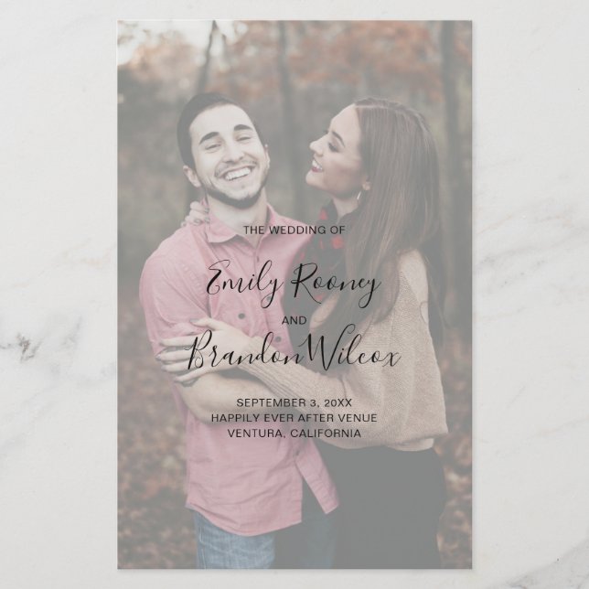 Élégant Photo Programme de mariage moderne (Devant)