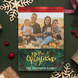 Elegant Photo Trendy Handwritten Script Christmas Feiertagskarte