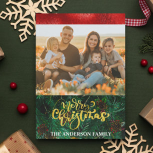 Elegant Photo Trendy Handwritten Script Christmas Feiertagskarte