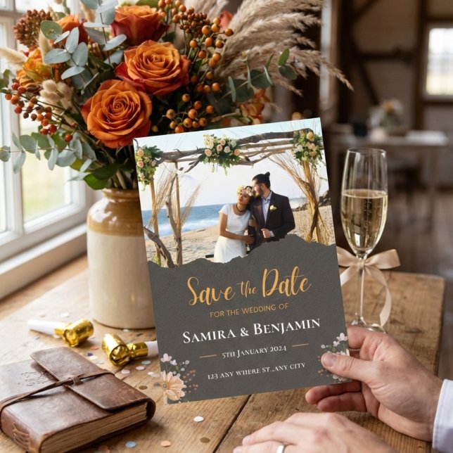 Elegant Photo Wedding – Modern Formal Fall Country Save The Date (Elegant Photo Wedding – Modern Formal Fall Country Save The Date)