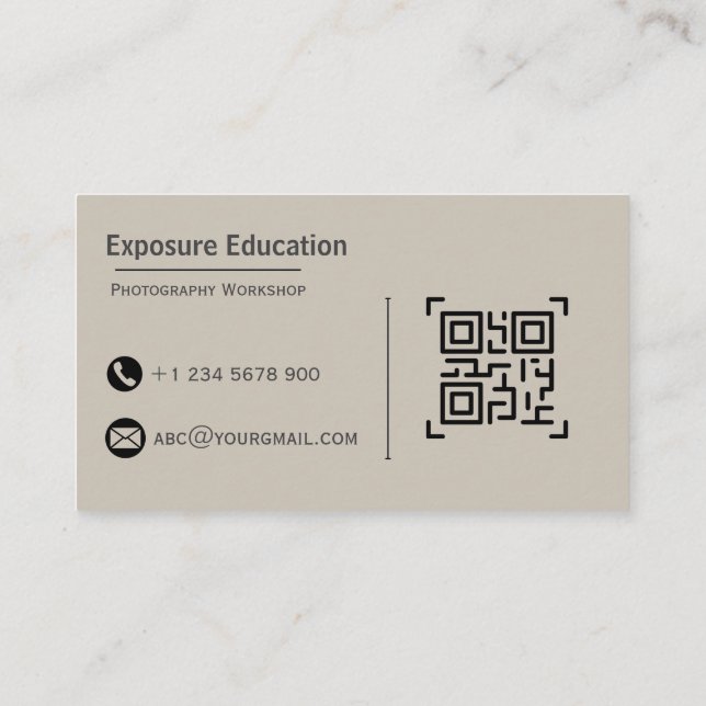 Elegant Photography Workshop Brown Business Card Visitenkarte (Rückseite)
