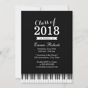 Elegant Piano Keys Music School Graduation Party Einladung