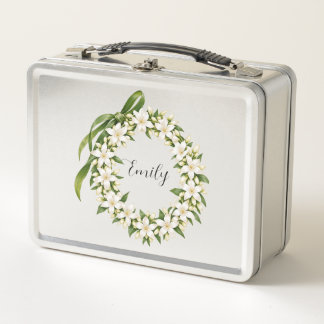 Elegant Pikake Lei Metal Lunch Box