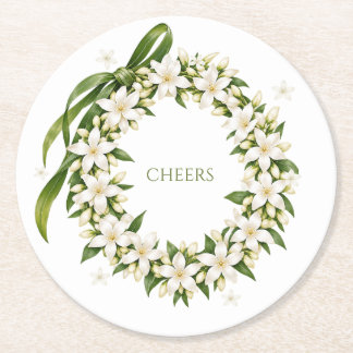 Elegant Pikake Lei Paper Coasters Runder Pappuntersetzer
