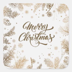 Elégant Pin Feuilles & Cones vacances   Sticker